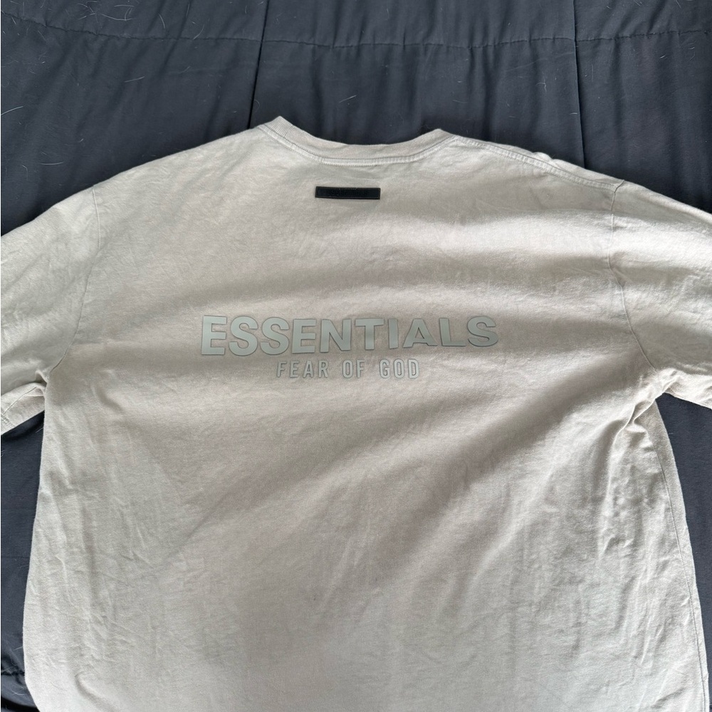 Essentials Short Sleeve Tee in Beige with Back Logo
